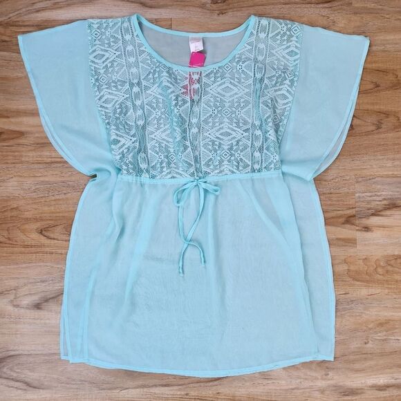 🔹️NWT Xhilaration Turquoise Blue Swim Coverup Small - Picture 1 of 12